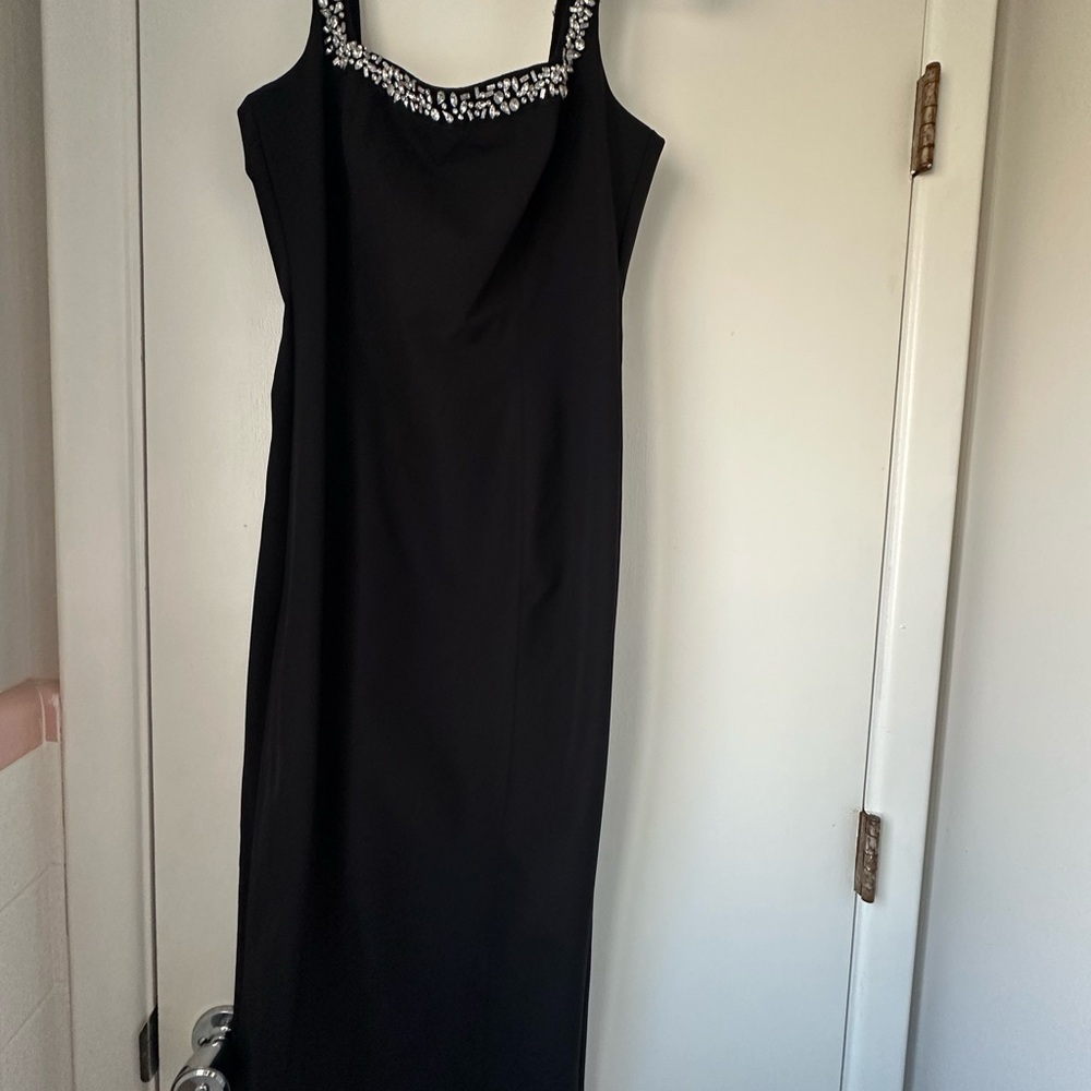 Camila Coelho Black Embellished Sleeveless Spaghetti Strap Sheath Maxi Dress
